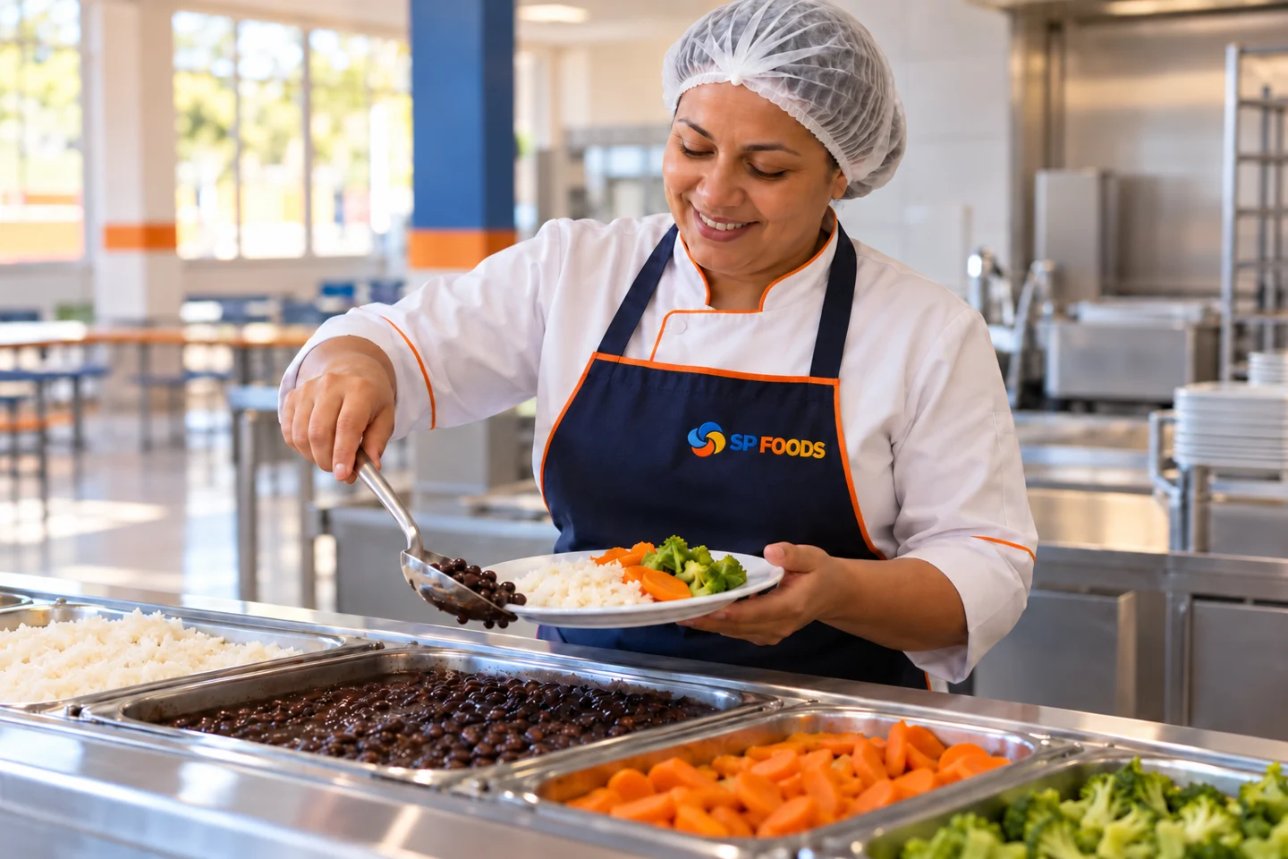 Profissional SP Foods no serviço de refeições